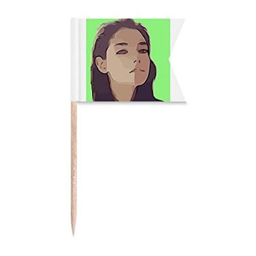 Imagem de Sketchy Portrait Bandeiras de palito de dente simples e cômoda marcação de etiquetagem para bolo de festa, comida de queijo