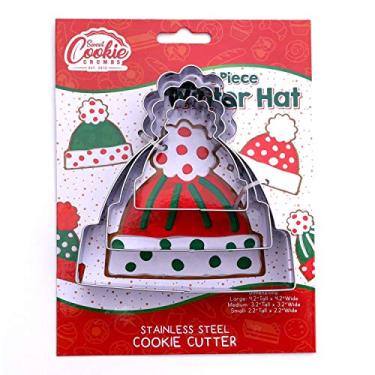 Imagem de Conjunto de 3 peças de cortador de biscoito de inverno, aço inoxidável de grau alimentício premium, pode ser lavado na lava-louças (chapéu de inverno com 3 peças)