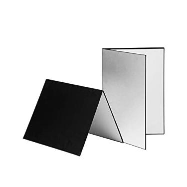 Imagem de Domary 3 em 1 Fotografia Papelão Papelão Dobrável Fotografia Refletor Placa Difusora (Preto + Branco + Prata) para Natureza morta Produto Foto de Alimentos, Tamanho A3