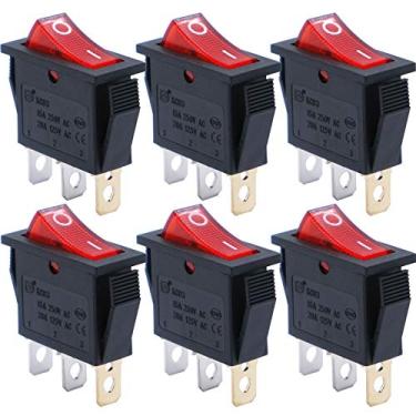 Imagem de mxuteuk 6 Pcs Ac110V/120V Interruptor De Balancim Luz Snap-In Interruptor De Alimentação, Uso Para Eletrodomésticos Equipamentos Industriais Mxu3-101Nr Led Vermelho De 3 Pinos Ligado-Desligado