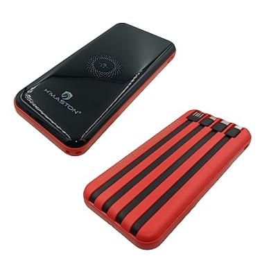 Imagem de Power Bank Sem Fio Indução 10.000 mAh com 4 saídas e display LCD (Vermelho)