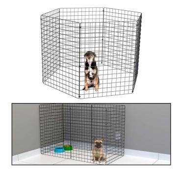 Imagem de Cercado Móvel para Cachorro Coelho 6 Telas 80cm Altura Cercadinho Pet para Adestrar Filhotes Preto