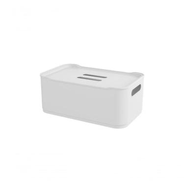 Imagem de Cesta Grande Com Tampa Branco Fit Coza 30,5 X 18,5 X 12,4 Cm Branco Coza