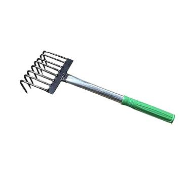 Imagem de Gralara Ancinho de mão para jardim Gramado Folhas de grama Ancinho de mão ergonômico resistente Cultivador de solo Colete folhas de jardim Soltando o solo, 8 Dentes
