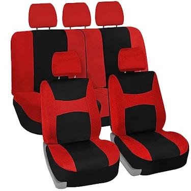 Imagem de FH GROUP - Conjunto Completo de Capas de Assento de Carro - Ajuste Universal, Compatível com Airbag, Banco Traseiro Lavável - Vermelho