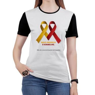 Imagem de Camiseta Maio Amarelo E Vermelho Plus Size Feminina Blusa - Alemark