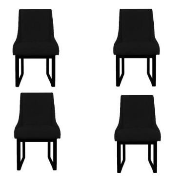 Imagem de Kit 04 Cadeiras Para Sala De Jantar Lizz Base De Ferro Veludo Preto -