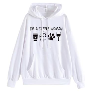 Imagem de Moletom Feminino Casual Manga Comprida Com Cordão Simples Feminino Letras Engraçadas Gráficos Pulôver Solto Top Estampado