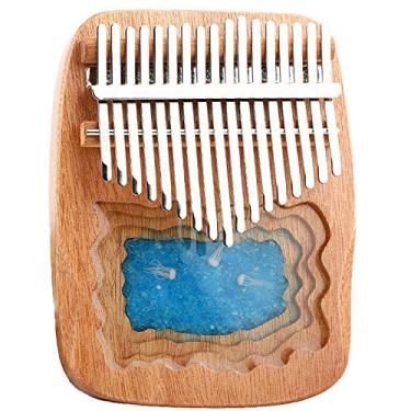 Imagem de Piano de dedo de bolso resina de mogno, piano de polegar 17 teclas kalimba, piano Mbira para amantes de música, teclado de percussão de dedo com martelo de afinação de piano, (17 cm x 13 cm) C