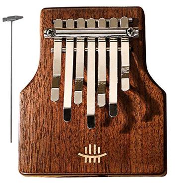 Imagem de Piano de dedo Kalimba de 7 teclas, placa de madeira maciça única Marimba piano de polegar portátil, piano de dedo corpo de mogno, teclado de percussão de dedo (12 cm x 10 cm) placa inteira