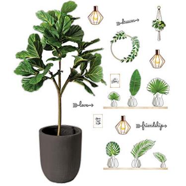 Imagem de Schoolgirl Style Conjunto de quadro de avisos Simply Boho Designer Accents Banners motivacionais com grinalda, detalhes de palavras, plantas, lâmpadas pendentes, vasos, prateleiras de grão de madeira,