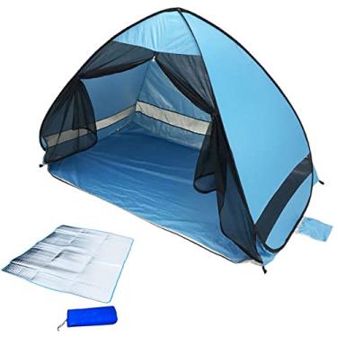 Imagem de WHYUNM26 Barraca de sombra de praia anti UV instantânea portátil pop-up respirável e impermeável abrigo solar para 2-3 pessoas atividades ao ar livre