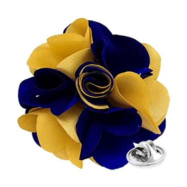Imagem de Vittorio Vico Broche de lapela de flor de dois tons premium – broche formal para homens, broche de flor, 2.5" (6.36CM), Poliéster, Não aplicável
