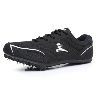 Imagem de Omcam Atletismo Sapatos Homens Mulheres Crianças Spikes Pista Corrida Salto Tênis Profissional Sprint Sport Shoes Meninos Meninas,Black,40 EU