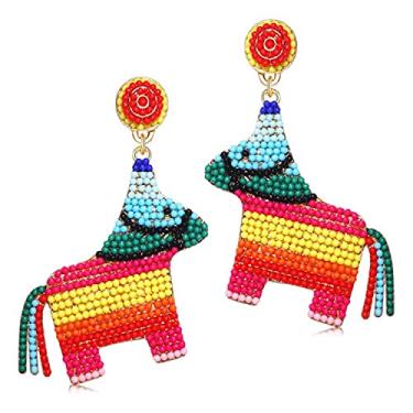 Imagem de Cinco De Mayo Brincos femininos coloridos com miçangas Fiesta Chill Brincos pendentes com letra de declaração brincos de gota do festival mexicano joias presentes, Zinco, Cristal