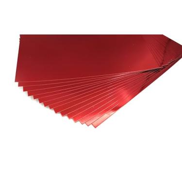 Imagem de TGXRZX Papel cartolina vermelho metálico, tamanho 20 cm x 28 cm (250 gsm), 15 peças, placa dourada com acabamento espelhado para artesanato, convites e decorações, corte e plotter, confecção de