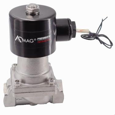 Imagem de Válvula solenoide DC24V 1/5.1 cm NPT para vapor, válvula solenoide elétrica de aço inoxidável normalmente fechada com junta VITON, alta pressão e alta temperatura 180 °C