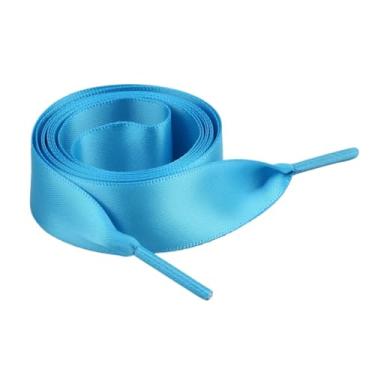 Imagem de 1Pair 2CM Width Flat Ribbon Shoe Laces Rubber Sneakers Silk Satin Shoelace Boot Shoelaces (Color : 19 Sky Blue, Size : 150cm)