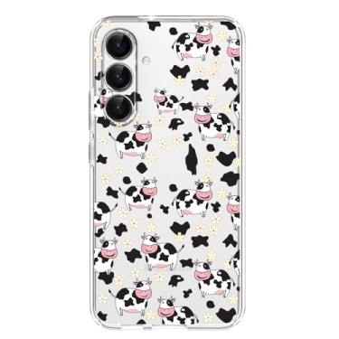 Imagem de Blingy's Capa para Samsung Galaxy S24 Plus, design de vaca fofa para mulheres e meninas com padrão de flores engraçado desenho animado estilo animal transparente macio TPU capa transparente 6,7