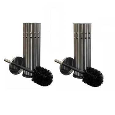 Imagem de Kit Com 02 Escovas Sanitárias Em Aço Inox Com Suporte E Vassoura Não Enferruja Vaso Sanitário Limpar Privada Qualidade Premium