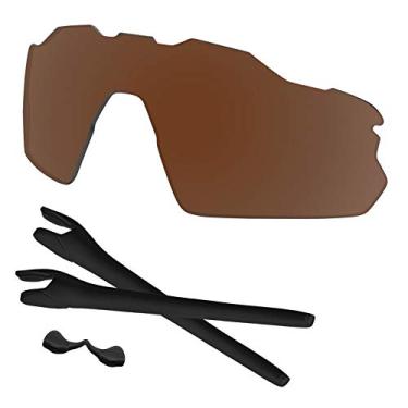 Imagem de Predrox Lentes de radar marrom EV Pitch e kits de borracha de substituição para óculos de sol Oakley OO9211 polarizado