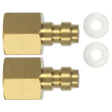 Imagem de Pacote com 2 adaptadores universais de plugue de desconexão rápida de 8 mm, rosca fêmea BSPP de cobre 1/20.3 cm, acessórios de carregamento de paintball PCP com anel de vedação