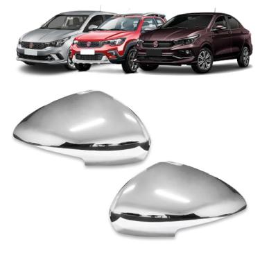 Imagem de Par Aplique Cromado Retrovisor Adaptável Para Argo e Cronos 2018 2019 2020 2021 2022 2023 2024 Nova Strada 2020 2021 2022 2023 2024 P/Pisca