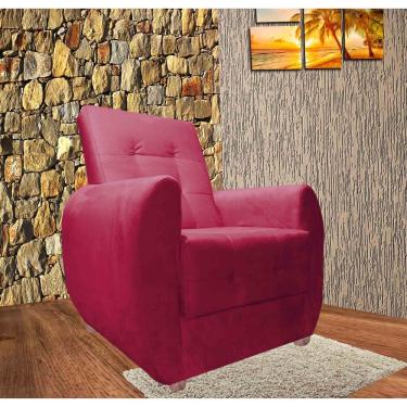 Imagem de Poltrona Confortável Para Amamentação Com Puff Descanso Pamela Vermelho