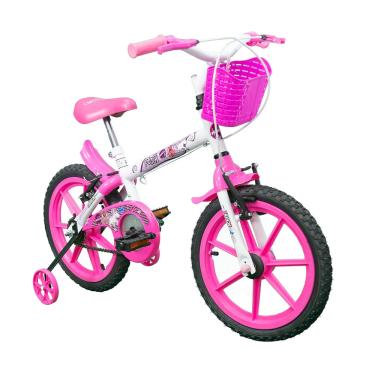 Imagem de Bicicleta Track Bike Aro 16 Pink C/ Cestinha Cor Branco/rosa