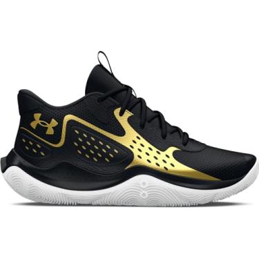Imagem de Under Armour Tênis de basquete unissex adulto Jet '23, (001) Preto/Ouro Metálico/Ouro Metálico, 12 Women/10.5 Men