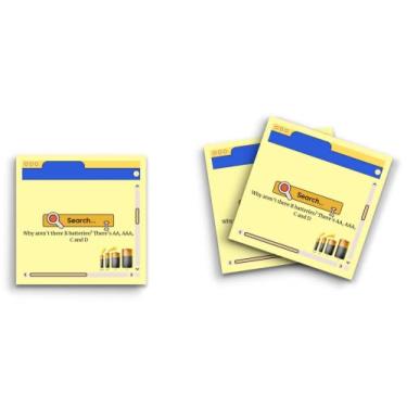 Imagem de Butler in the Home Sticky Notes Pacote com 3 7,6 cm x 7,6 cm, 50 folhas por bloco, mesa de pesquisa de computador - Por que não existem pilhas B, há AA AA C e D, blocos de notas engraçados fofos papel