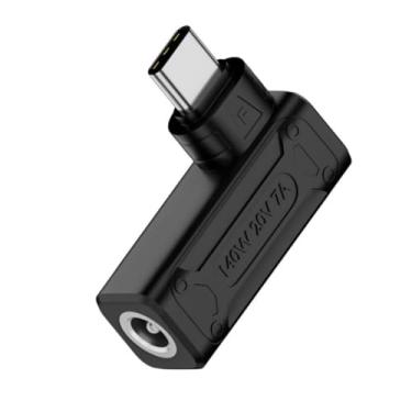 Imagem de ChenYang USB C macho para DC 5,5 x 2,5 mm fêmea PD 140 W 5 V/9 V/20 V adaptador conversor de carga de ângulo de 90 graus com emulador PD