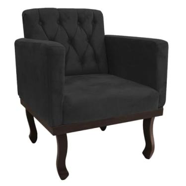 Imagem de Poltrona Decorativa Classic Pés Luiz XV Linho Cinza Escuro - Amarena Móveis