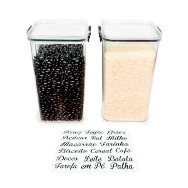 Imagem de Kit 2 Pote de Mantimentos Quadrado Acrílico Slim 1.450 Litros Tampa com Trava