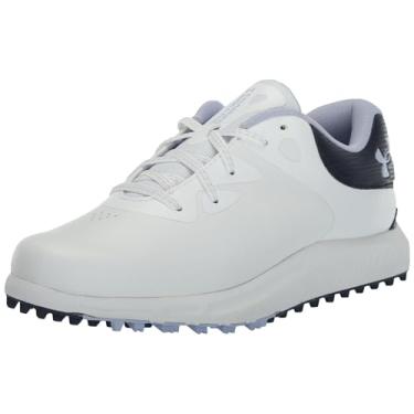Imagem de Under Armour Tênis de golfe feminino Charged Breathe 2 Spikeless Cleat, (101) Branco/Azul-marinho (Midnight Navy/Celeste), 6