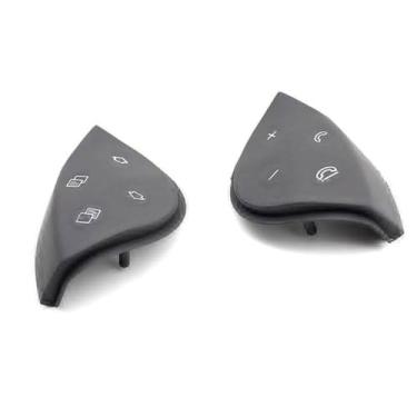 Imagem de Goodithy 2 peças de capas de botões de controle de volante, kit de botões de volante multifuncionais substituição de acabamento para Mercedes Benz W211 E350 E400 E500 E550 2118206110 (cinza)