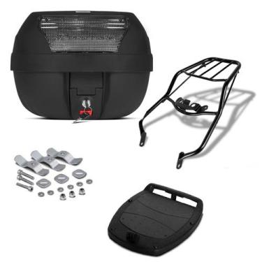 Imagem de Baú Bauleto Preto 28 Litros Com Refletor Pro Tork + Bagageiro Moto, CR