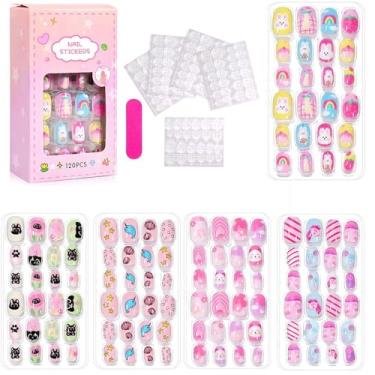 Imagem de Kit 120 Peças Unha Postiça Kids Infantil Autocolante | Unha Kids Autoadesivas (Opção 5, único)