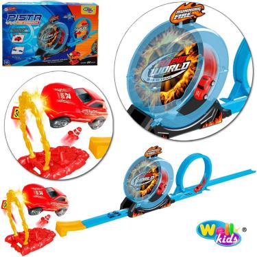 Imagem de Carro Com Lancador + Pista de Corrida Looping 360º 22 Pecas na caixa WellKids