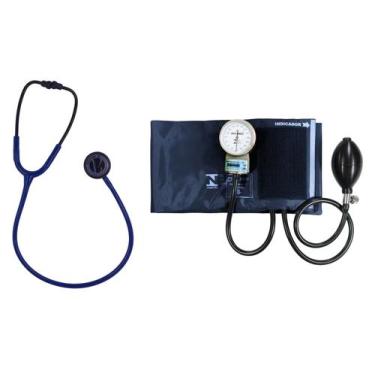 Imagem de Estetoscópio Bic Azul Black + Esfigmomanômetro P.a Med
