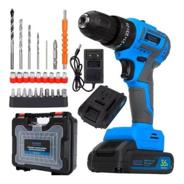 Imagem de Furadeira Parafusadeira Sem Fio 36V 2Baterias Estojo Bivolt - Exbom