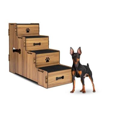 Imagem de - Escada Pet Mdf Com 4 Degraus 60cm Altura - Artesanato JSL