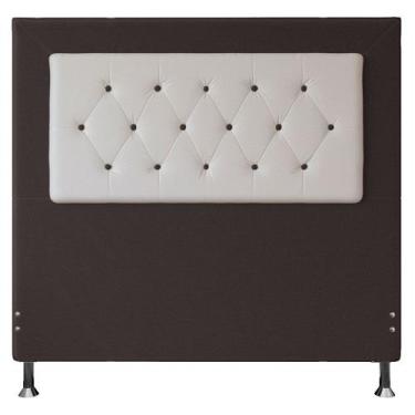 Imagem de Cabeceira Casal 1,40m Havana Suede Marrom com material sintético Branc
