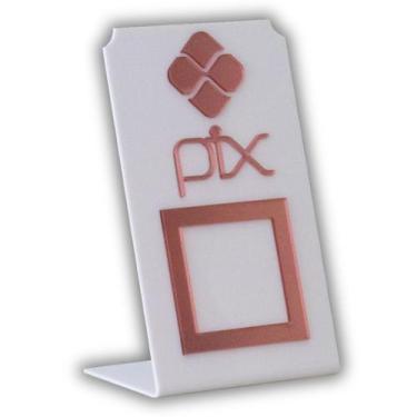 Imagem de Placa Pix Para Pagamento QR Code Branca - Kit 3 UNID COR:Branco com Ro