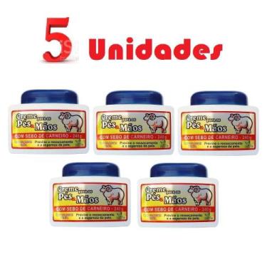 Imagem de Kit com 5 Creme Para Pés E Mãos Sebo De Carneiro Sanjully - San Jully