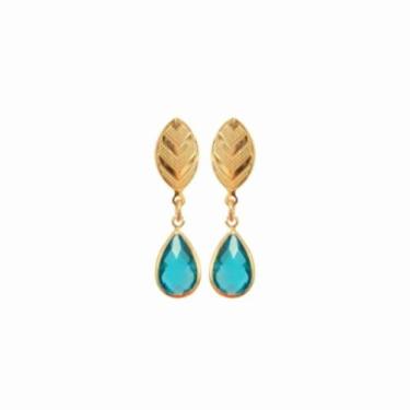 Imagem de Brinco Argolinha Base Gota Cristal Folheado Ouro 18k - MIXFOLHEADOS, A