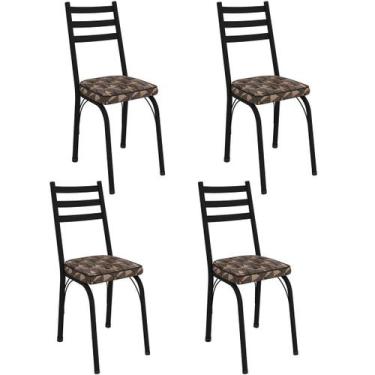 Imagem de Kit 4 Cadeiras para Cozinha Tubular D-13 Nara de Aço - Artefamol, Pret