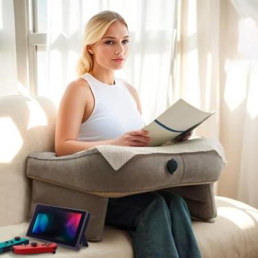 Imagem de Mesa de colo para laptop com almofada, travesseiro de marido, almofadas de leitura para sentar na cama adulto, travesseiro inflável para jogos, sofá inflável, travesseiro de descanso de braço, bandeja