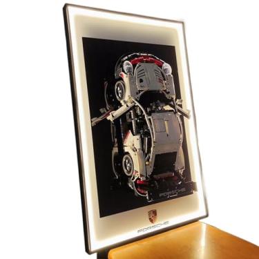 Imagem de Car Wall Mount for Lego Technic 911 RSR 42096, Display Wallboard with LED Lights for Lego Car, Adult Collectibles Car Wall Mounted for Building Blocks, Gifts for Lego Lovers (Excluding Cars)