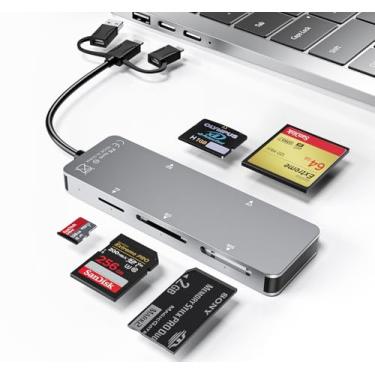 Imagem de Novo adaptador Memory Stick Pro Duo atualizado – suporta leitura simultânea de 5 cartões SD/TF/CF/MS/XD, leitor de cartão de memória USB 3.0, adaptador OTG Lightning USB C para iPhone 16/15